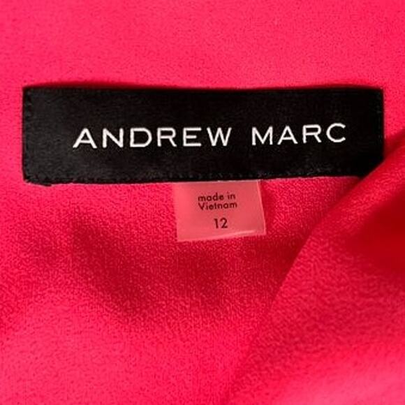 Andrew Marc Coral Pink Fit Flare Dress Size 12 Short Sleeve Designer - Picture 3 of 10